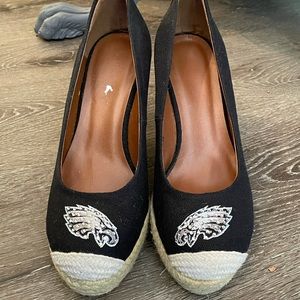 Official Eagles NFL brand high heel wedges NWOT